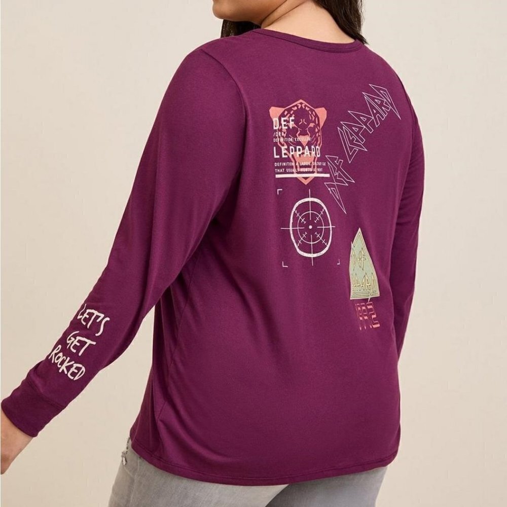 Torrid - Def Leppard Classic Fit Cotton Crew Neck Long Sleeve Top in Purple‌‌‌‌